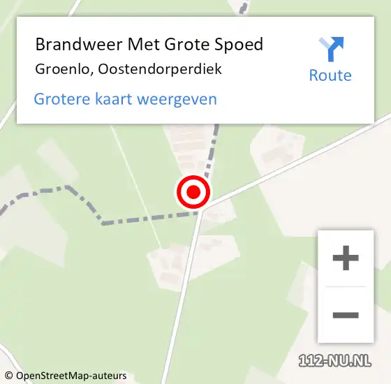 Locatie op kaart van de 112 melding: Brandweer Met Grote Spoed Naar Groenlo, Oostendorperdiek op 14 juli 2023 07:34