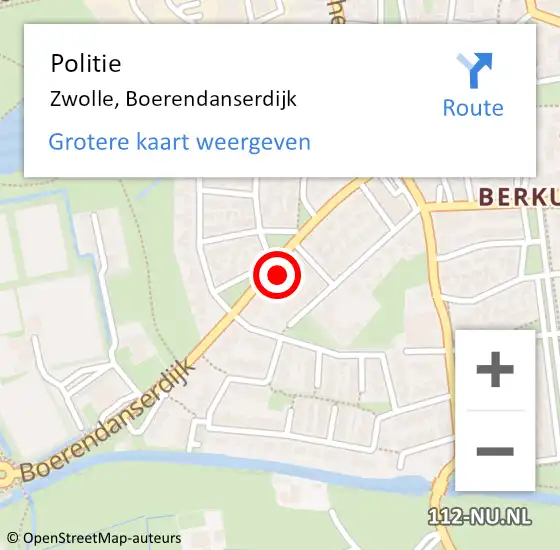 Locatie op kaart van de 112 melding: Politie Zwolle, Boerendanserdijk op 14 juli 2023 08:01