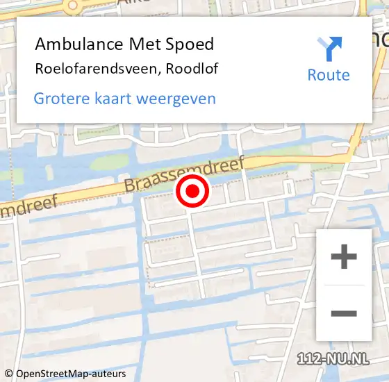 Locatie op kaart van de 112 melding: Ambulance Met Spoed Naar Roelofarendsveen, Roodlof op 14 juli 2023 08:13