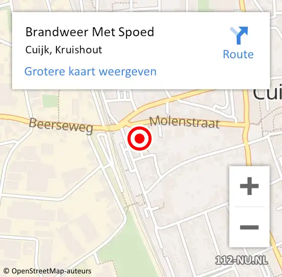 Locatie op kaart van de 112 melding: Brandweer Met Spoed Naar Cuijk, Kruishout op 14 juli 2023 08:15