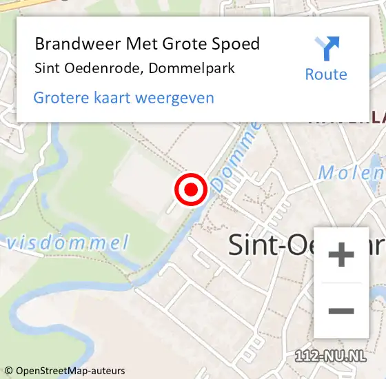 Locatie op kaart van de 112 melding: Brandweer Met Grote Spoed Naar Sint Oedenrode, Dommelpark op 14 juli 2023 08:16