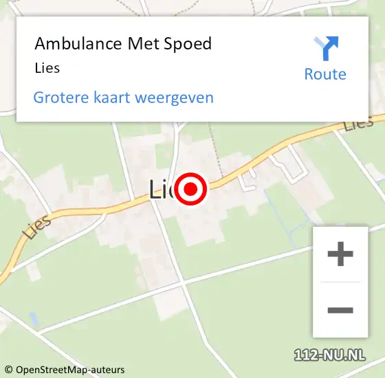 Locatie op kaart van de 112 melding: Ambulance Met Spoed Naar Lies, Lies op 1 september 2014 16:24