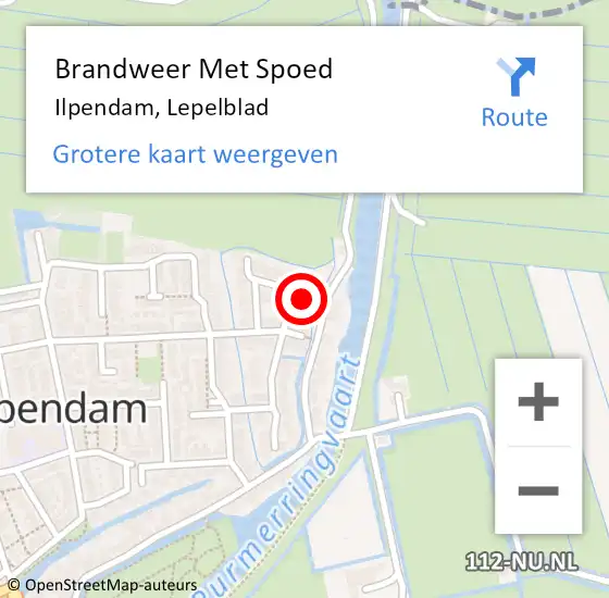 Locatie op kaart van de 112 melding: Brandweer Met Spoed Naar Ilpendam, Lepelblad op 14 juli 2023 08:31