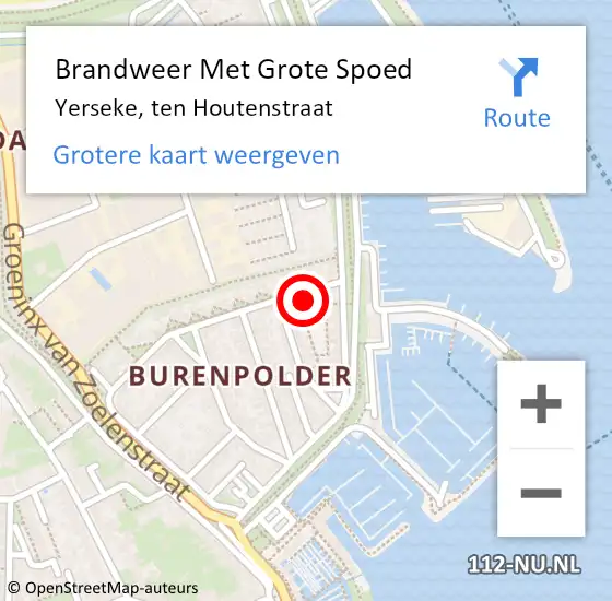 Locatie op kaart van de 112 melding: Brandweer Met Grote Spoed Naar Yerseke, ten Houtenstraat op 14 juli 2023 08:52