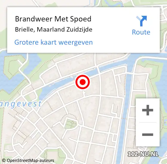 Locatie op kaart van de 112 melding: Brandweer Met Spoed Naar Brielle, Maarland Zuidzijde op 14 juli 2023 09:23