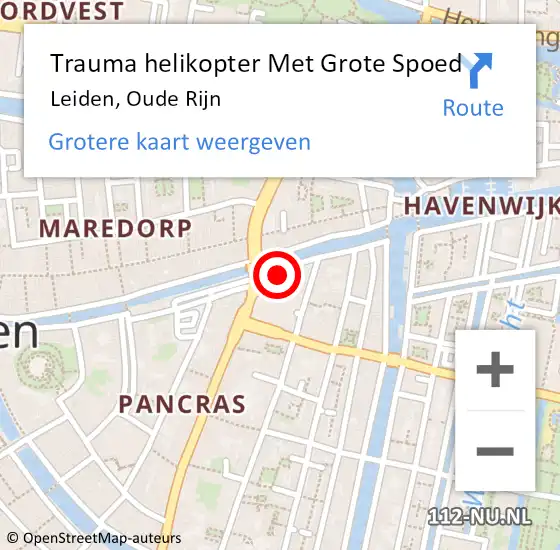 Locatie op kaart van de 112 melding: Trauma helikopter Met Grote Spoed Naar Leiden, Oude Rijn op 14 juli 2023 09:41