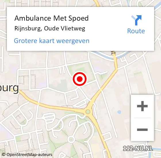 Locatie op kaart van de 112 melding: Ambulance Met Spoed Naar Rijnsburg, Oude Vlietweg op 14 juli 2023 09:59