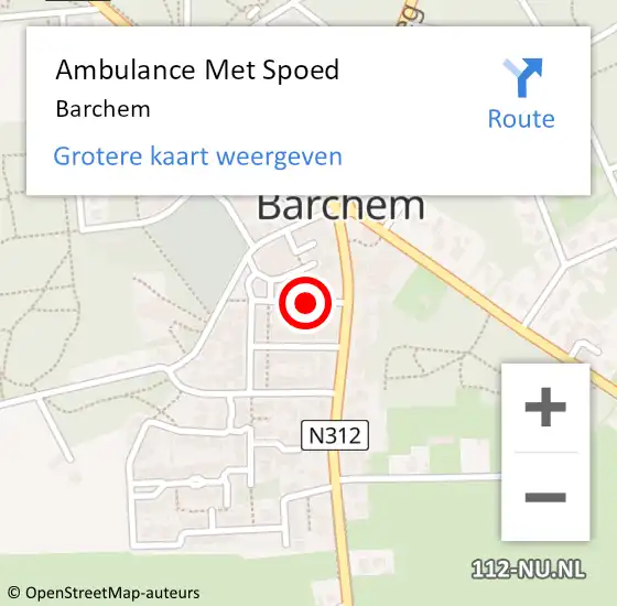 Locatie op kaart van de 112 melding: Ambulance Met Spoed Naar Barchem op 14 juli 2023 10:13