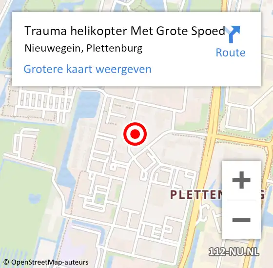 Locatie op kaart van de 112 melding: Trauma helikopter Met Grote Spoed Naar Nieuwegein, Plettenburg op 14 juli 2023 10:21