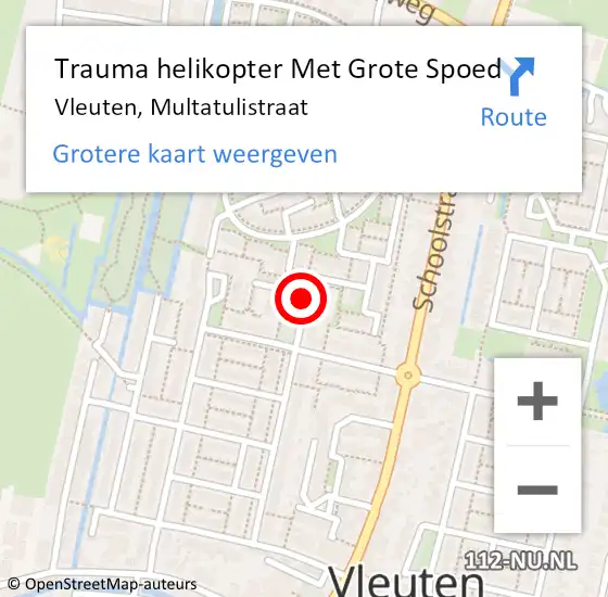 Locatie op kaart van de 112 melding: Trauma helikopter Met Grote Spoed Naar Vleuten, Multatulistraat op 14 juli 2023 10:25