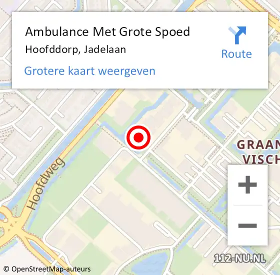 Locatie op kaart van de 112 melding: Ambulance Met Grote Spoed Naar Hoofddorp, Jadelaan op 14 juli 2023 10:26