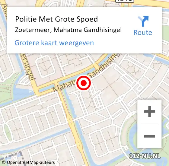 Locatie op kaart van de 112 melding: Politie Met Grote Spoed Naar Zoetermeer, Mahatma Gandhisingel op 14 juli 2023 10:43