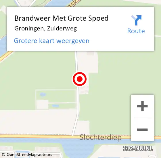 Locatie op kaart van de 112 melding: Brandweer Met Grote Spoed Naar Groningen, Zuiderweg op 14 juli 2023 10:48