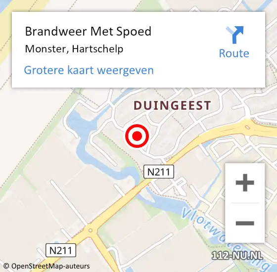 Locatie op kaart van de 112 melding: Brandweer Met Spoed Naar Monster, Hartschelp op 14 juli 2023 11:22