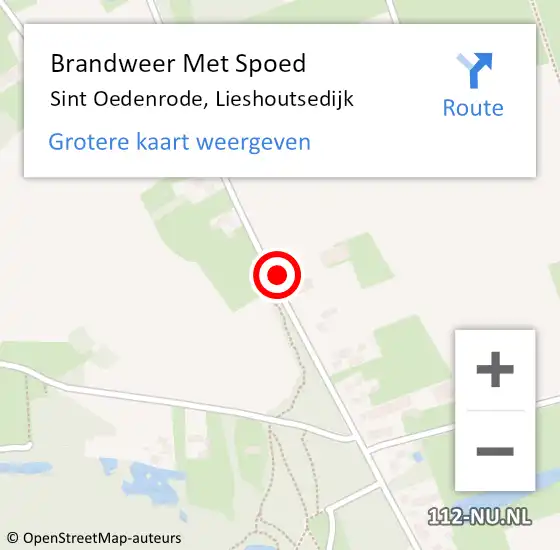 Locatie op kaart van de 112 melding: Brandweer Met Spoed Naar Sint Oedenrode, Lieshoutsedijk op 14 juli 2023 12:04