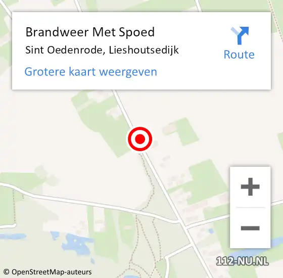 Locatie op kaart van de 112 melding: Brandweer Met Spoed Naar Sint Oedenrode, Lieshoutsedijk op 14 juli 2023 12:07