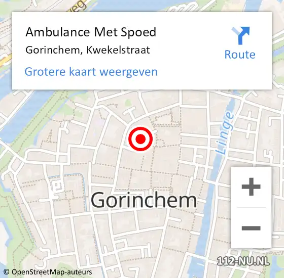 Locatie op kaart van de 112 melding: Ambulance Met Spoed Naar Gorinchem, Kwekelstraat op 14 juli 2023 12:09