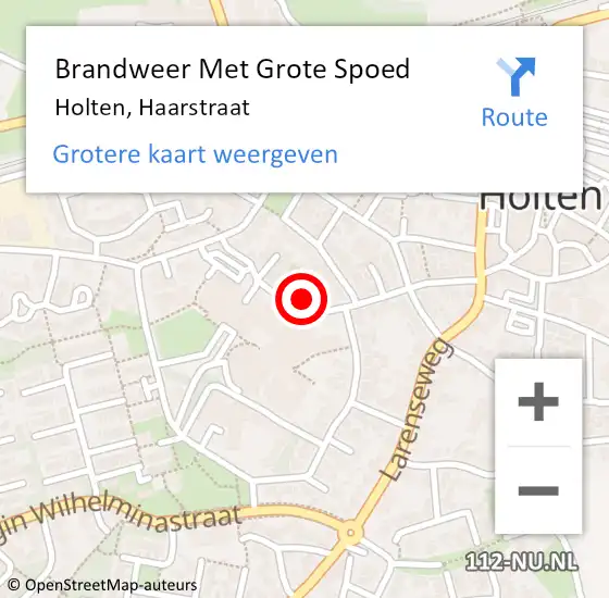 Locatie op kaart van de 112 melding: Brandweer Met Grote Spoed Naar Holten, Haarstraat op 1 september 2014 16:52