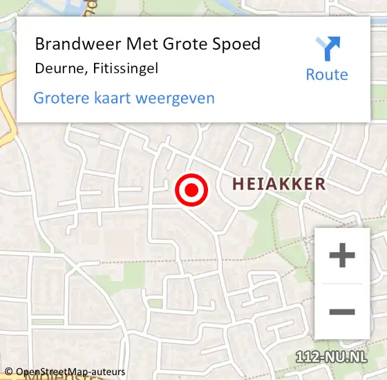 Locatie op kaart van de 112 melding: Brandweer Met Grote Spoed Naar Deurne, Fitissingel op 14 juli 2023 13:35