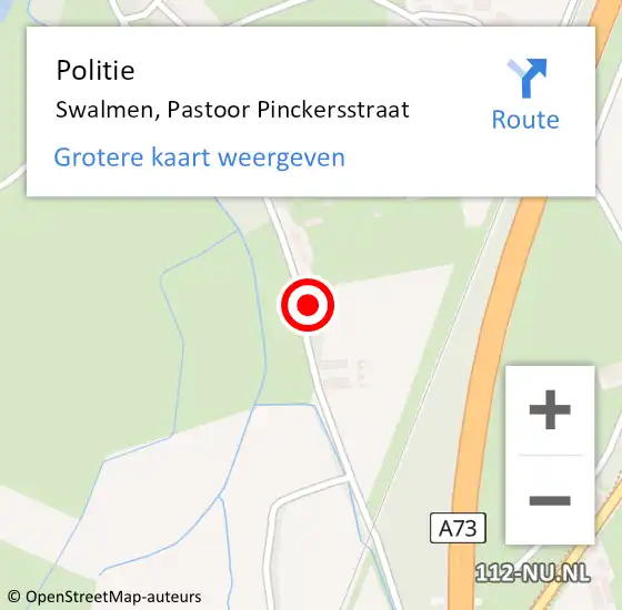 Locatie op kaart van de 112 melding: Politie Swalmen, Pastoor Pinckersstraat op 14 juli 2023 13:50