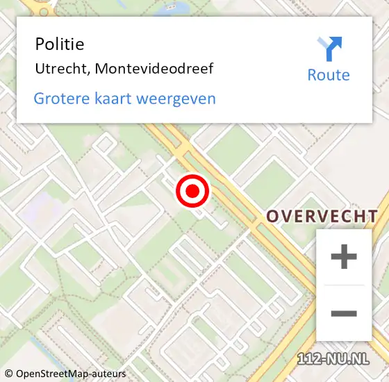 Locatie op kaart van de 112 melding: Politie Utrecht, Montevideodreef op 14 juli 2023 13:53