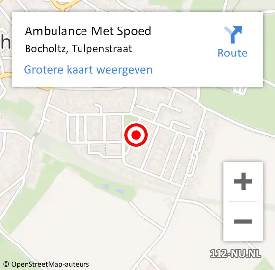 Locatie op kaart van de 112 melding: Ambulance Met Spoed Naar Bocholtz, Tulpenstraat op 1 september 2014 16:58