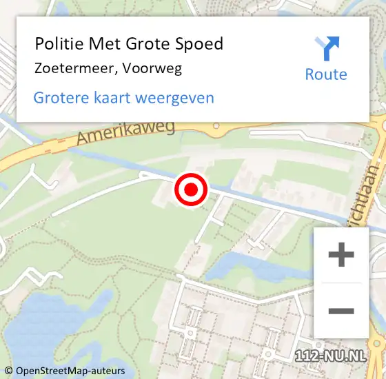 Locatie op kaart van de 112 melding: Politie Met Grote Spoed Naar Zoetermeer, Voorweg op 14 juli 2023 14:12