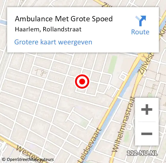 Locatie op kaart van de 112 melding: Ambulance Met Grote Spoed Naar Haarlem, Rollandstraat op 14 juli 2023 14:28