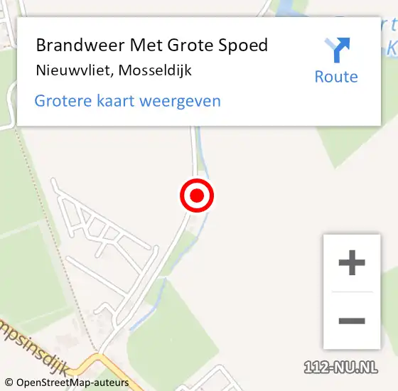 Locatie op kaart van de 112 melding: Brandweer Met Grote Spoed Naar Nieuwvliet, Mosseldijk op 14 juli 2023 14:32