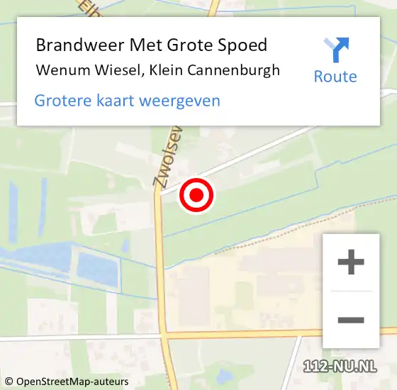 Locatie op kaart van de 112 melding: Brandweer Met Grote Spoed Naar Wenum Wiesel, Klein Cannenburgh op 14 juli 2023 14:41