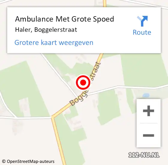Locatie op kaart van de 112 melding: Ambulance Met Grote Spoed Naar Haler, Boggelerstraat op 14 juli 2023 14:52
