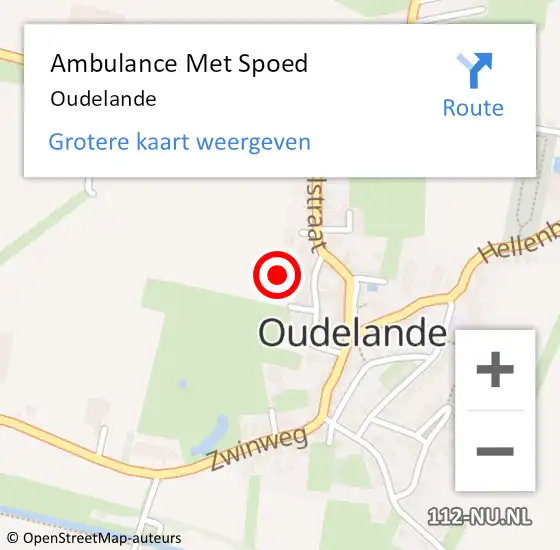 Locatie op kaart van de 112 melding: Ambulance Met Spoed Naar Oudelande op 14 juli 2023 14:54