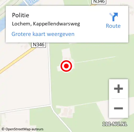 Locatie op kaart van de 112 melding: Politie Lochem, Kappellendwarsweg op 14 juli 2023 15:02