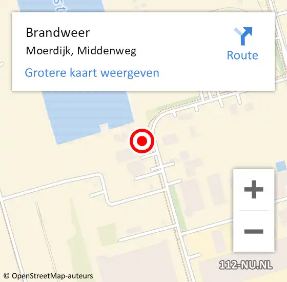 Locatie op kaart van de 112 melding: Brandweer Moerdijk, Middenweg op 14 juli 2023 15:32