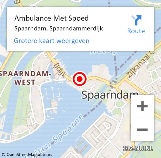 Locatie op kaart van de 112 melding: Ambulance Met Spoed Naar Spaarndam, Spaarndammerdijk op 14 juli 2023 15:42