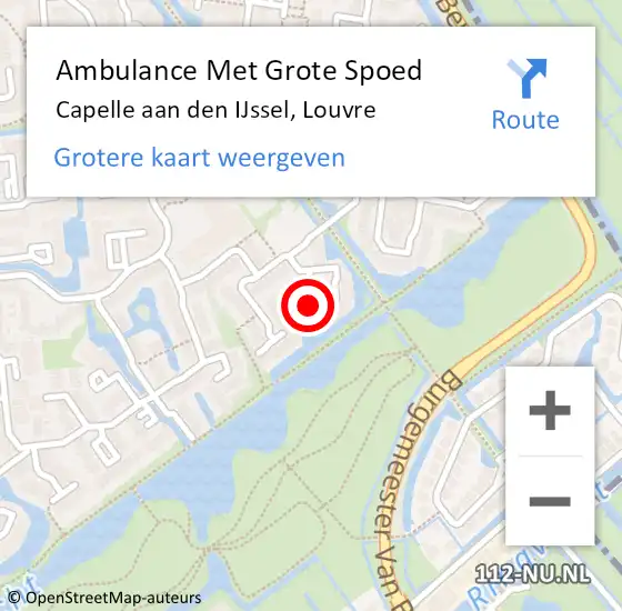 Locatie op kaart van de 112 melding: Ambulance Met Grote Spoed Naar Capelle aan den IJssel, Louvre op 14 juli 2023 15:56