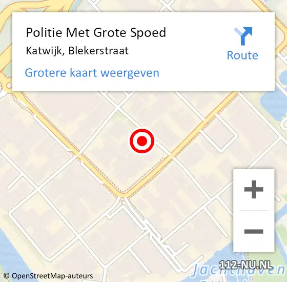 Locatie op kaart van de 112 melding: Politie Met Grote Spoed Naar Katwijk, Blekerstraat op 14 juli 2023 15:59