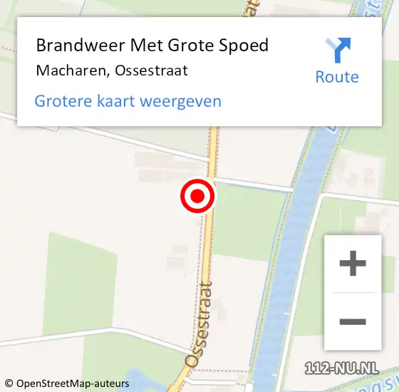 Locatie op kaart van de 112 melding: Brandweer Met Grote Spoed Naar Macharen, Ossestraat op 14 juli 2023 16:10