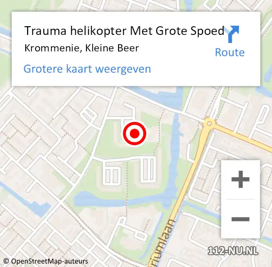 Locatie op kaart van de 112 melding: Trauma helikopter Met Grote Spoed Naar Krommenie, Kleine Beer op 14 juli 2023 16:12
