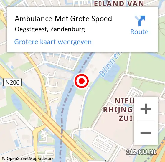 Locatie op kaart van de 112 melding: Ambulance Met Grote Spoed Naar Oegstgeest, Zandenburg op 14 juli 2023 16:26