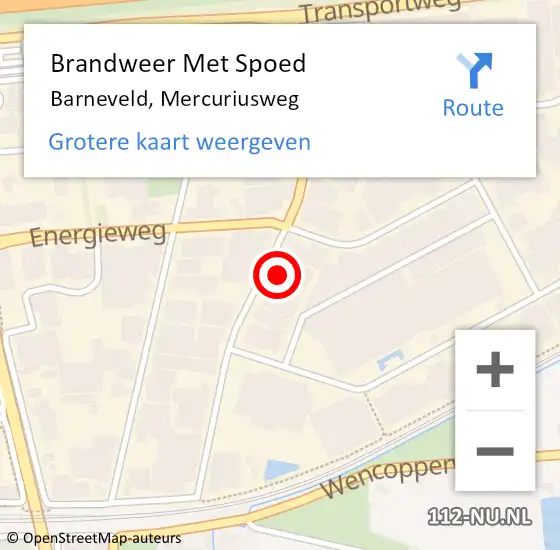 Locatie op kaart van de 112 melding: Brandweer Met Spoed Naar Barneveld, Mercuriusweg op 14 juli 2023 16:32