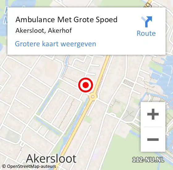 Locatie op kaart van de 112 melding: Ambulance Met Grote Spoed Naar Akersloot, Akerhof op 14 juli 2023 16:46