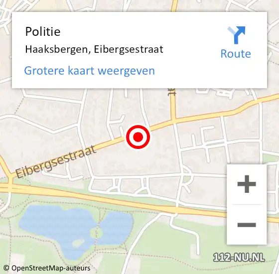 Locatie op kaart van de 112 melding: Politie Haaksbergen, Eibergsestraat op 14 juli 2023 17:03