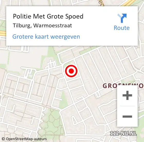 Locatie op kaart van de 112 melding: Politie Met Grote Spoed Naar Tilburg, Warmoesstraat op 14 juli 2023 17:05