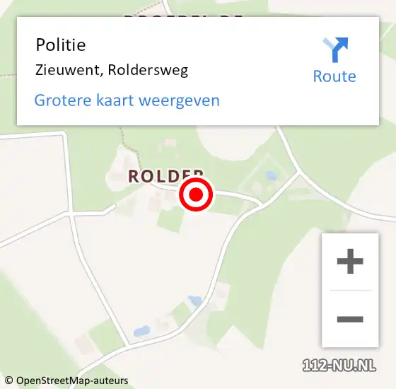 Locatie op kaart van de 112 melding: Politie Zieuwent, Roldersweg op 14 juli 2023 17:14