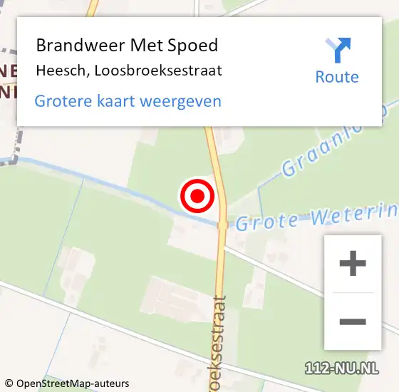 Locatie op kaart van de 112 melding: Brandweer Met Spoed Naar Heesch, Loosbroeksestraat op 14 juli 2023 17:33