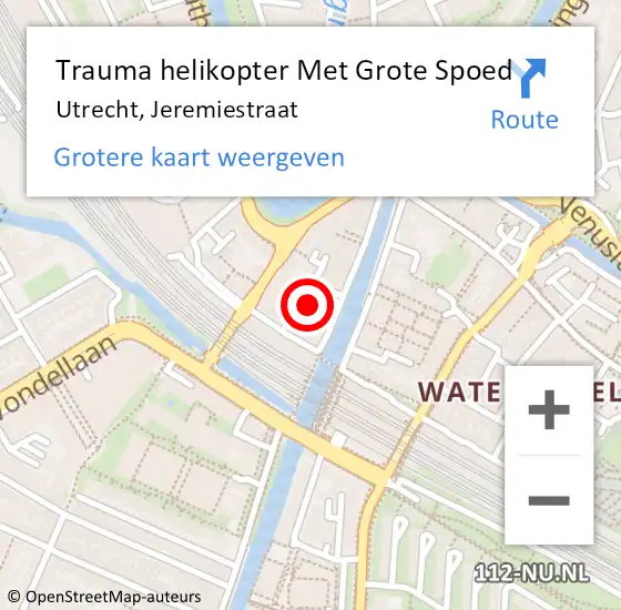 Locatie op kaart van de 112 melding: Trauma helikopter Met Grote Spoed Naar Utrecht, Jeremiestraat op 14 juli 2023 17:34