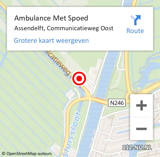 Locatie op kaart van de 112 melding: Ambulance Met Spoed Naar Assendelft, Communicatieweg Oost op 14 juli 2023 17:47