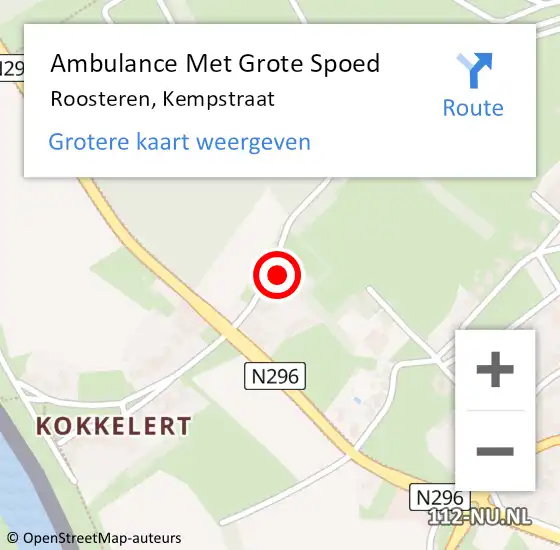 Locatie op kaart van de 112 melding: Ambulance Met Grote Spoed Naar Roosteren, Kempstraat op 14 juli 2023 17:54