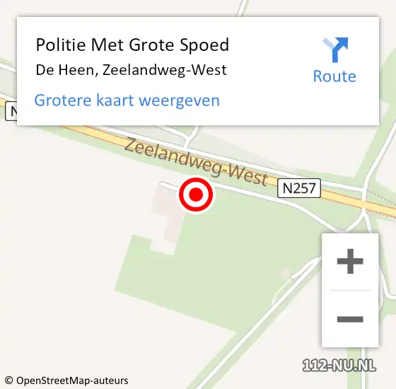 Locatie op kaart van de 112 melding: Politie Met Grote Spoed Naar De Heen, Zeelandweg-West op 14 juli 2023 18:16